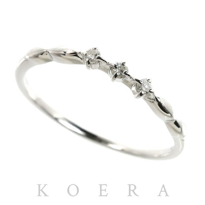 ete エテ K10WG ホワイトゴールド リング・指輪 ダイヤモンド0.04ct 9号 0.8g レディース【中古】