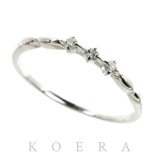 ete エテ K10WG ホワイトゴールド リング・指輪 ダイヤモンド0.04ct 9号 0.8g レディース【中古】