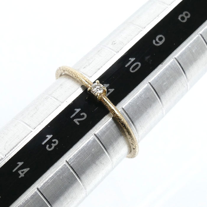K10YG イエローゴールド リング・指輪 ダイヤモンド 11号 0.7g 一粒ダイヤ ヴィンテージ加工【中古】