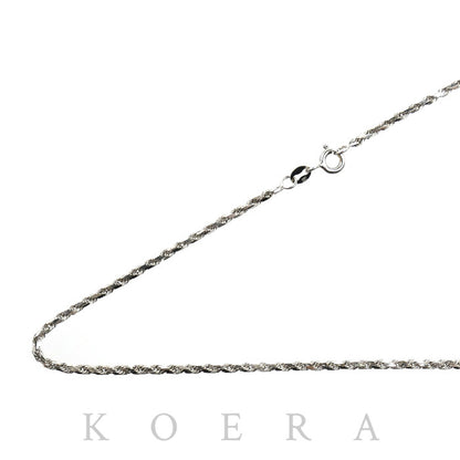 K18WG ホワイトゴールド カットロープ ネックレス 10.7g 70cm ロング レディース【中古】