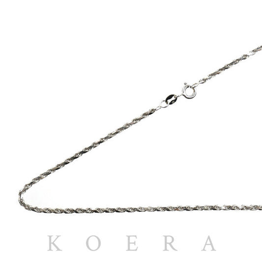 K18WG ホワイトゴールド カットロープ ネックレス 10.7g 70cm ロング レディース【中古】