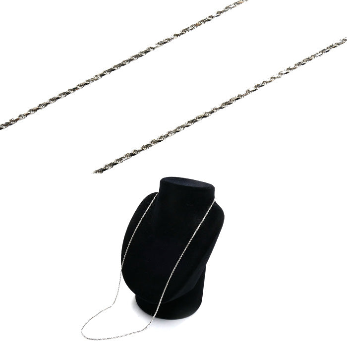 K18WG ホワイトゴールド カットロープ ネックレス 10.7g 70cm ロング レディース【中古】