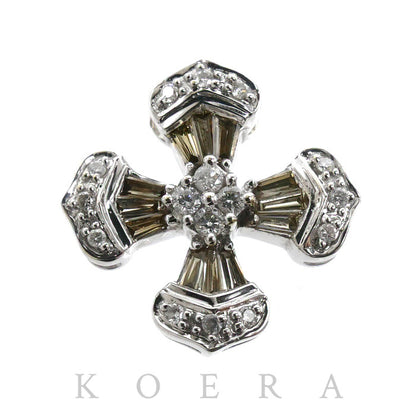 K18WG ホワイトゴールド クロス ペンダントトップ ダイヤモンド0.40ct 2.6g【中古】