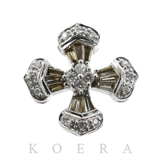 K18WG ホワイトゴールド クロス ペンダントトップ ダイヤモンド0.40ct 2.6g【中古】
