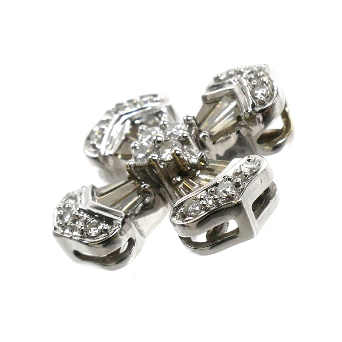 K18WG ホワイトゴールド クロス ペンダントトップ ダイヤモンド0.40ct 2.6g【中古】