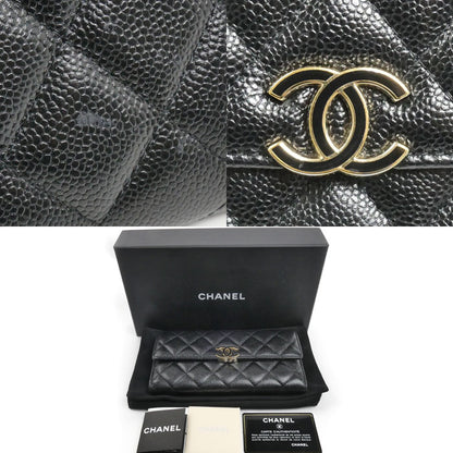 CHANEL シャネル マトラッセ ロングフラップウォレット 長財布 ブラック AP1723 レディース【中古】