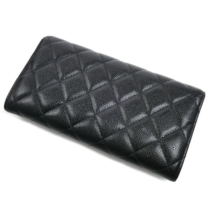 CHANEL シャネル マトラッセ ロングフラップウォレット 長財布 ブラック AP1723 レディース【中古】