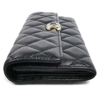CHANEL シャネル マトラッセ ロングフラップウォレット 長財布 ブラック AP1723 レディース【中古】