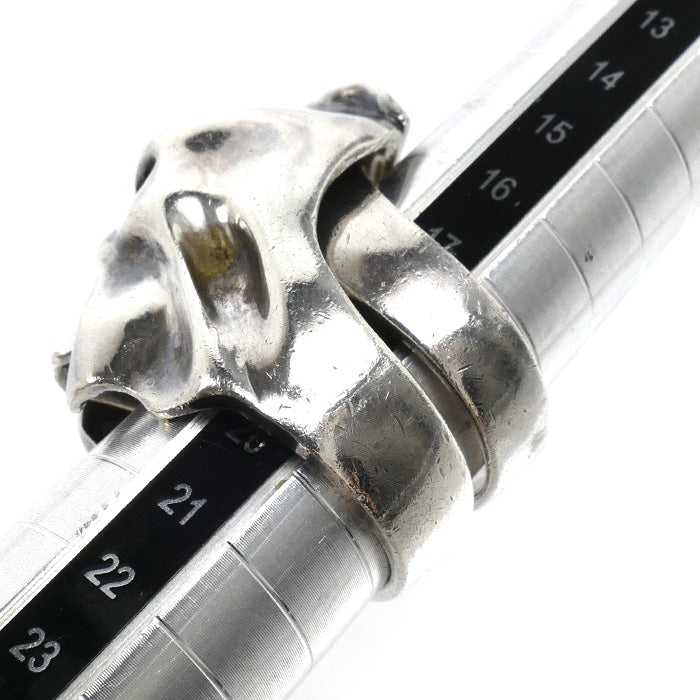CRAZY PIG クレイジーピッグ シルバー925 ギャロウズ・スカル ２連リング リング・指輪 19号 44.1g メンズ【中古】