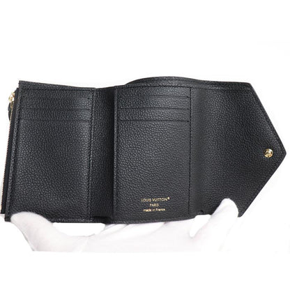 LOUIS VUITTON ルイ・ヴィトン ポルトフォイユ ヴィクトリーヌ 三つ折り財布 バイカラーアンプラント ノワール M80968 IC レディース【中古】【美品】