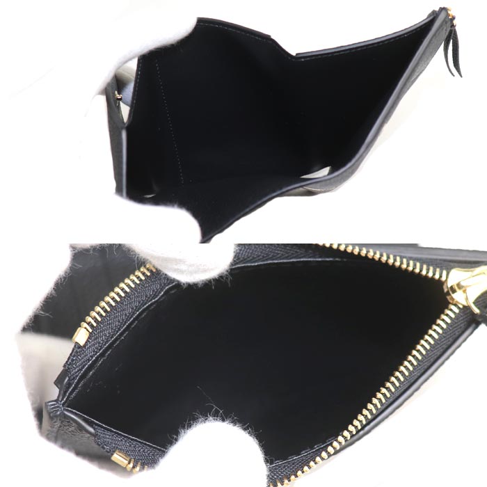 LOUIS VUITTON ルイ・ヴィトン ポルトフォイユ ヴィクトリーヌ 三つ折り財布 バイカラーアンプラント ノワール M80968 IC レディース【中古】【美品】