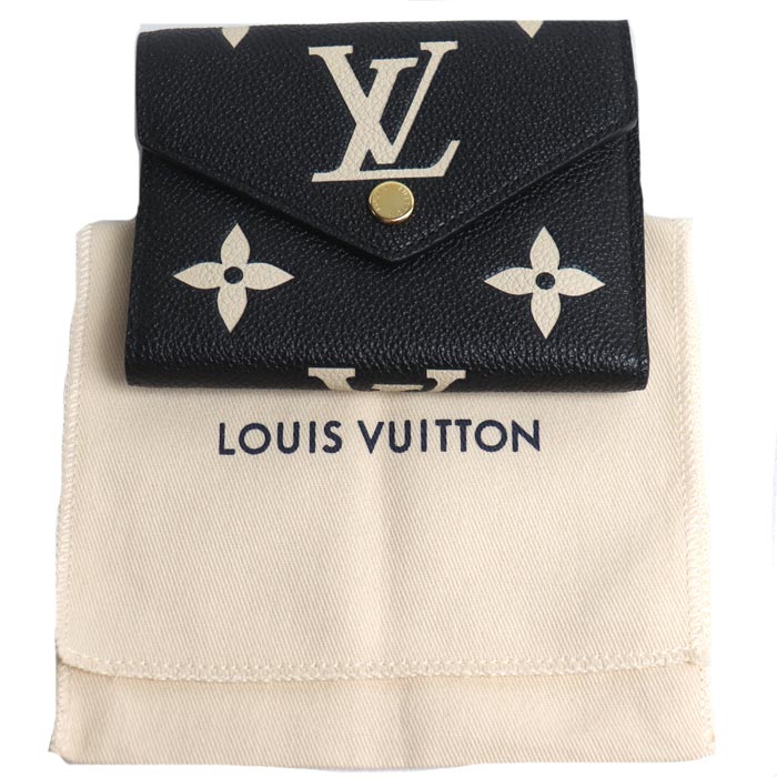 LOUIS VUITTON ルイ・ヴィトン ポルトフォイユ ヴィクトリーヌ 三つ折り財布 バイカラーアンプラント ノワール M80968 IC レディース【中古】【美品】