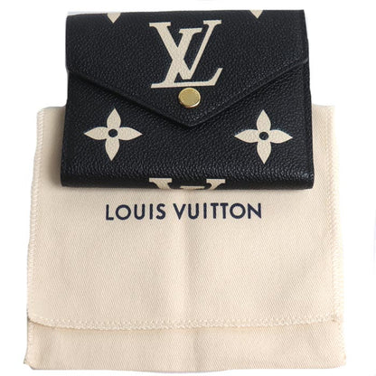 LOUIS VUITTON ルイ・ヴィトン ポルトフォイユ ヴィクトリーヌ 三つ折り財布 バイカラーアンプラント ノワール M80968 IC レディース【中古】【美品】
