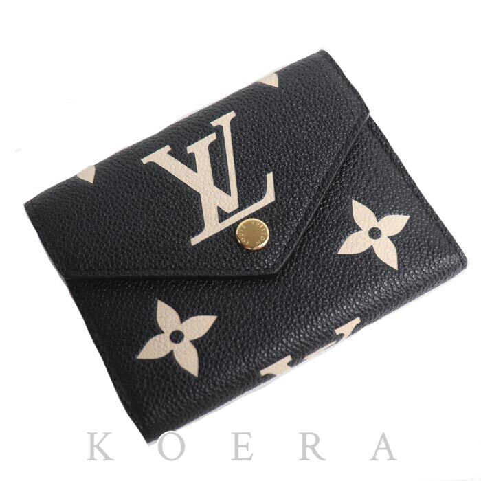 LOUIS VUITTON ルイ・ヴィトン ポルトフォイユ ヴィクトリーヌ 三つ折り財布 バイカラーアンプラント ノワール M80968 IC レディース【中古】【美品】