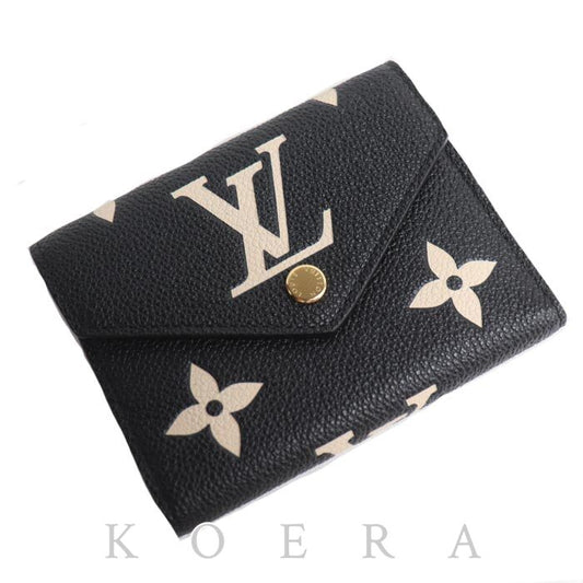LOUIS VUITTON ルイ・ヴィトン ポルトフォイユ ヴィクトリーヌ 三つ折り財布 バイカラーアンプラント ノワール M80968 IC レディース【中古】【美品】