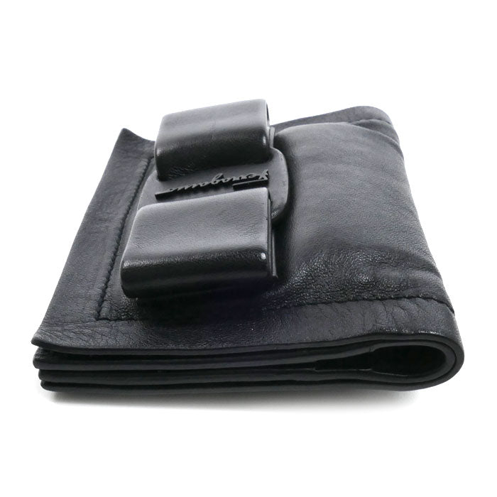 Salvatore Ferragamo サルヴァトーレフェラガモ ヴァラリボン カードケース ブラック JL-22 0295/220295 レディース【中古】