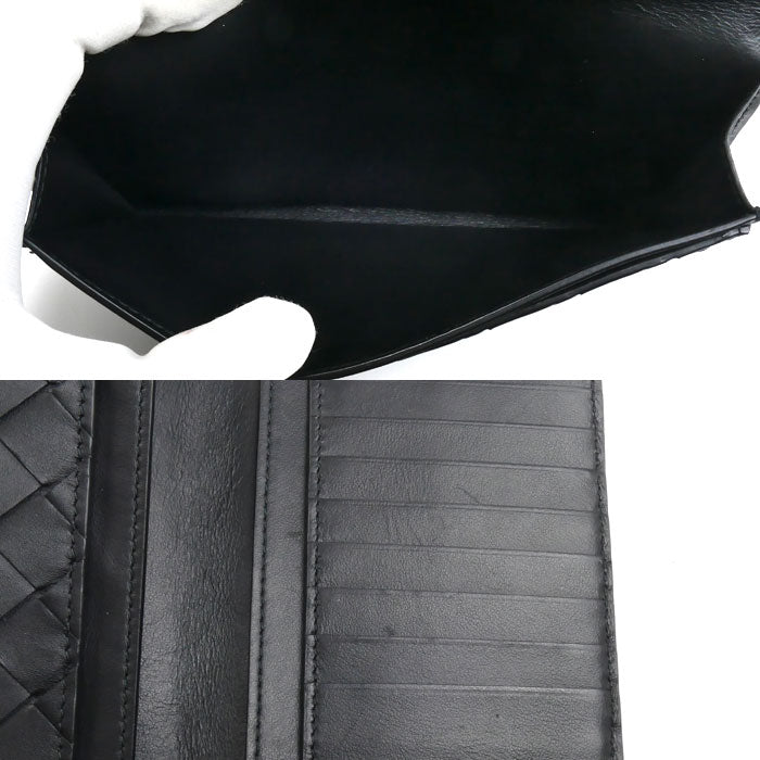 BOTTEGAVENETA ボッテガヴェネタ イントレチャート 札入れ 長財布 ブラック 635567 V3US1 8803 メンズ【中古】【美品】