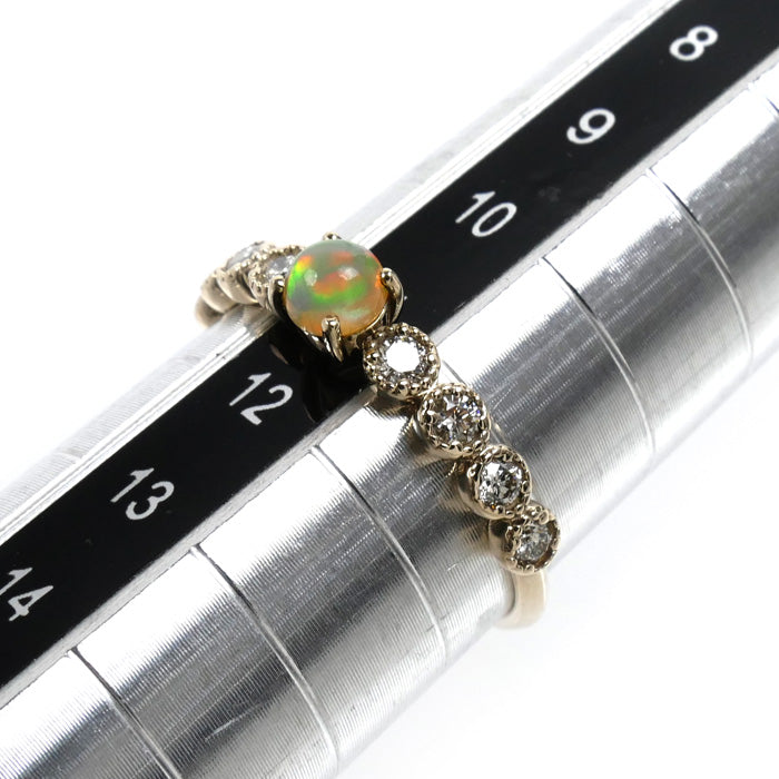 K10YG イエローゴールド リング・指輪 オパール ダイヤモンド0.30ct 11号 1.4g レディース【中古】