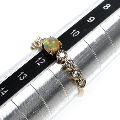 K10YG イエローゴールド リング・指輪 オパール ダイヤモンド0.30ct 11号 1.4g レディース【中古】