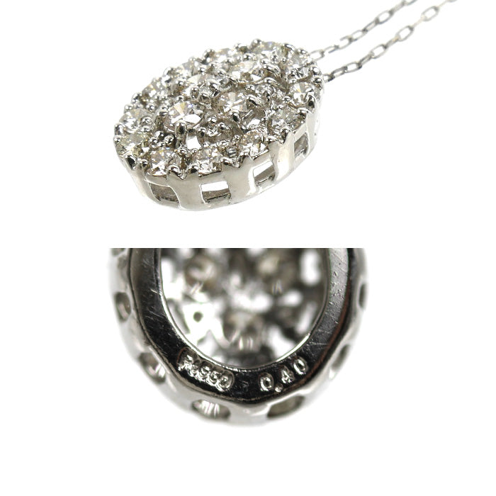 Pt900プラチナ Pt850プラチナ ネックレス ダイヤモンド0.40ct 1.9g 40cm レディース【中古】