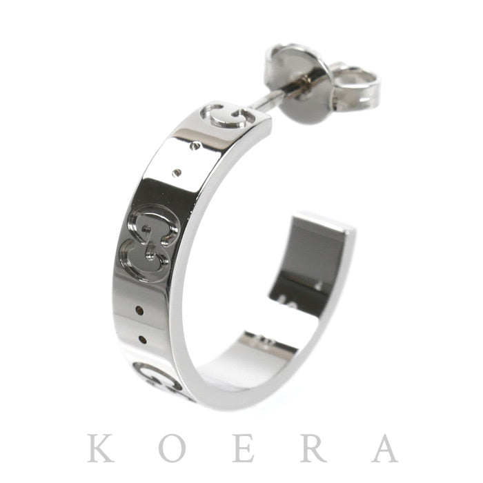 GUCCI グッチ K18WG ホワイトゴールド 片耳 ICON シングル ピアス 2.8g レディース【中古】