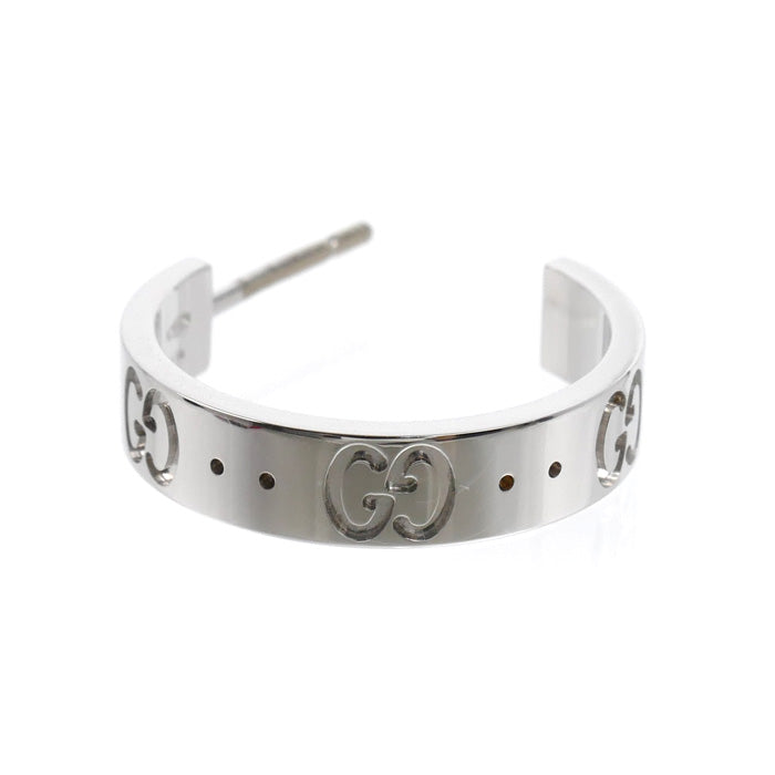 GUCCI グッチ K18WG ホワイトゴールド 片耳 ICON シングル ピアス 2.8g レディース【中古】