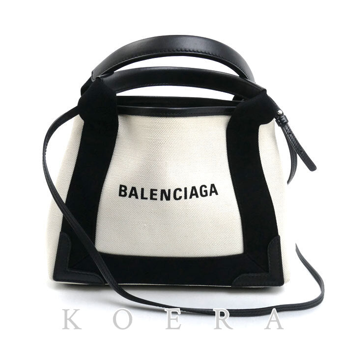 BALENCIAGA バレンシアガ ネイビーカバスXS トートバッグ ナチュラル/ブラック 390346 レディース【中古】