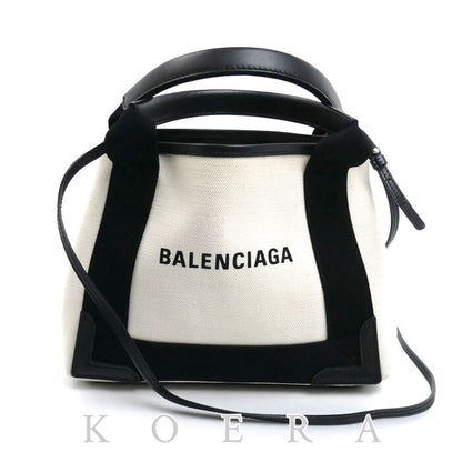 BALENCIAGA バレンシアガ ネイビーカバスXS トートバッグ ナチュラル/ブラック 390346 レディース【中古】