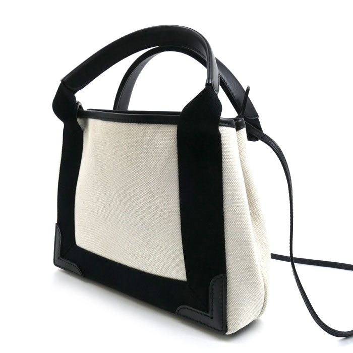 BALENCIAGA バレンシアガ ネイビーカバスXS トートバッグ ナチュラル/ブラック 390346 レディース【中古】