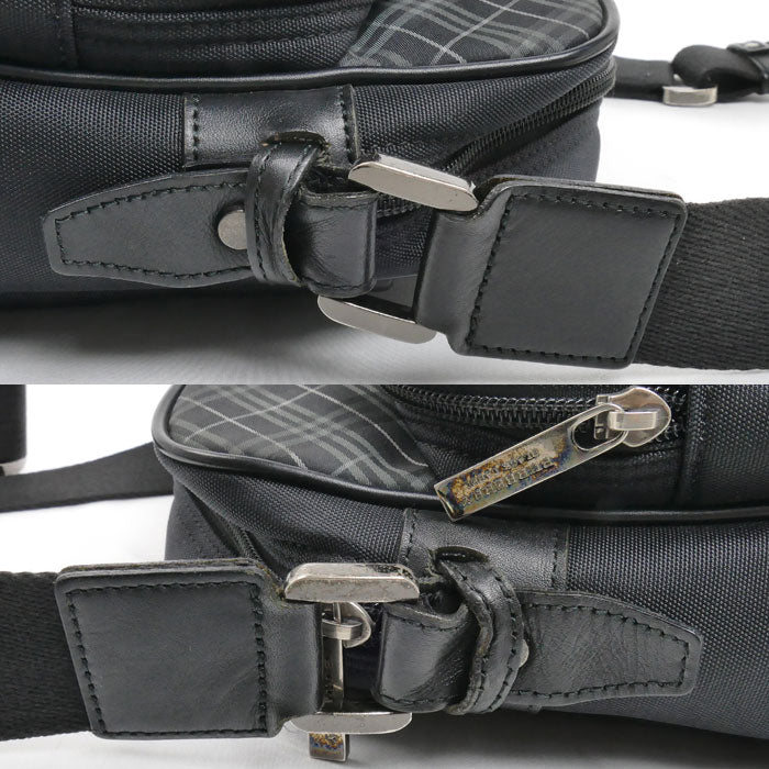 BURBERRY BLACK LABEL バーバリーブラックレーベル ノバチェック ショルダーバッグ ブラック メンズ【中古】