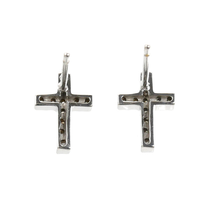 K18WG ホワイトゴールド クロス ピアス ダイヤモンド0.06ct/0.06ct 1.0g レディース【中古】