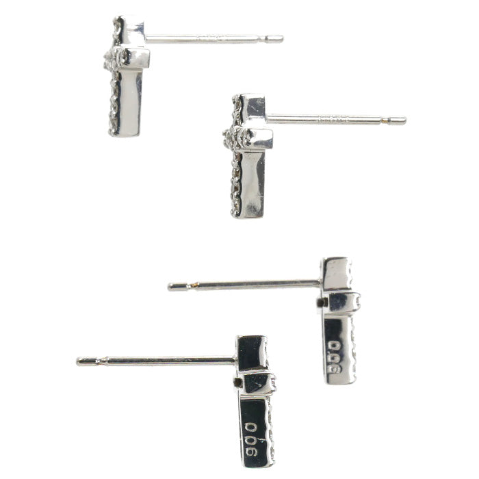 K18WG ホワイトゴールド クロス ピアス ダイヤモンド0.06ct/0.06ct 1.0g レディース【中古】