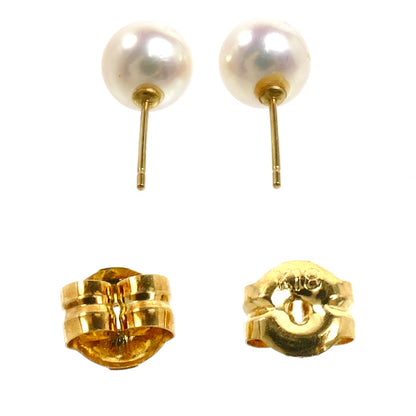 K18YG イエローゴールド パール ピアス パール約7.2mm 1.3g レディース【中古】