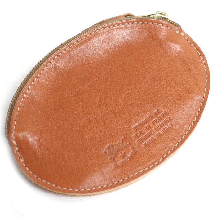 IL BISONTE イルビゾンテ Wファフナー オーバル コインケース キャメル ユニセックス【中古】【美品】