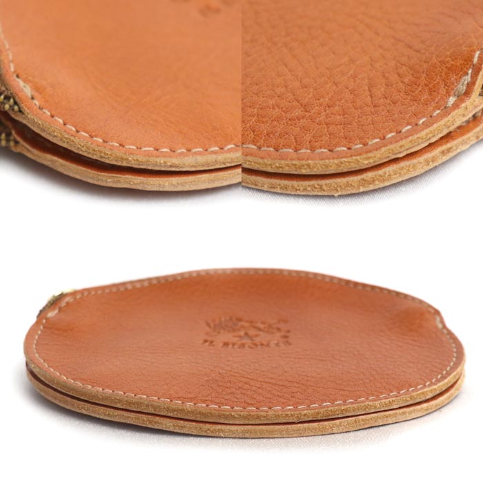 IL BISONTE イルビゾンテ Wファフナー オーバル コインケース キャメル ユニセックス【中古】【美品】