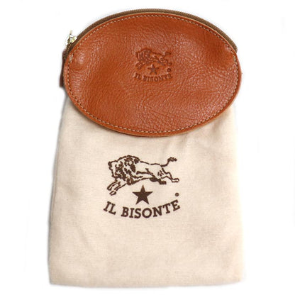 IL BISONTE イルビゾンテ Wファフナー オーバル コインケース キャメル ユニセックス【中古】【美品】