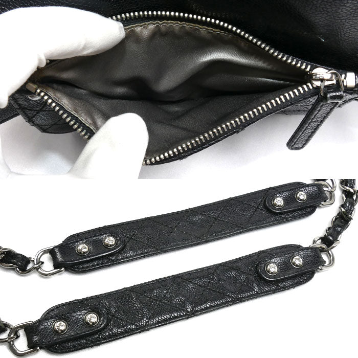 CHANEL シャネル ポケット イン ザ シティ フラップ ショルダーバッグ ブラック レディース【中古】