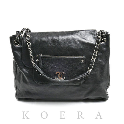 CHANEL シャネル ポケット イン ザ シティ フラップ ショルダーバッグ ブラック レディース【中古】
