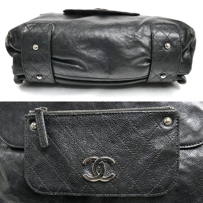 CHANEL シャネル ポケット イン ザ シティ フラップ ショルダーバッグ ブラック レディース【中古】