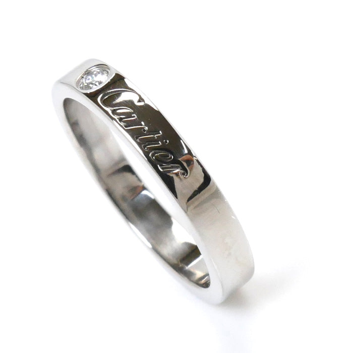 CARTIER カルティエ Pt950プラチナ C ドゥ エングレーブド 1Pダイヤ リング・指輪 B4051350 ダイヤモンド 10号 50 4.7g レディース【中古】【美品】