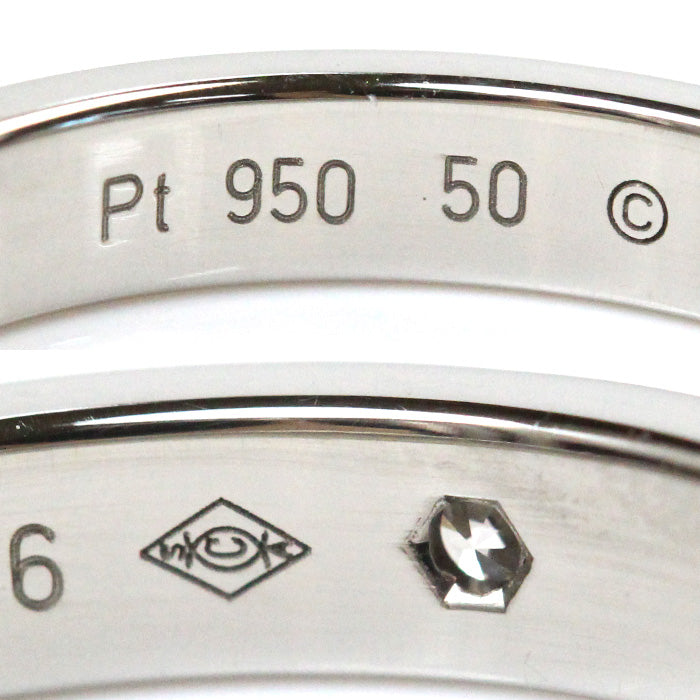 CARTIER カルティエ Pt950プラチナ C ドゥ エングレーブド 1Pダイヤ リング・指輪 B4051350 ダイヤモンド 10号 50 4.7g レディース【中古】【美品】