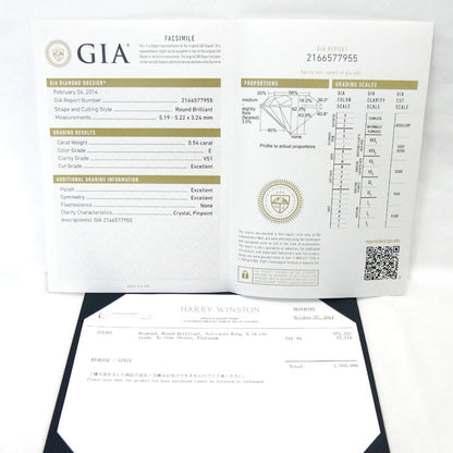 HARRY WINSTON ハリーウィンストン Pt950プラチナ ソリティア リング・指輪 ダイヤモンド0.54ct 7.5号 3.4g レディース【中古】【美品】