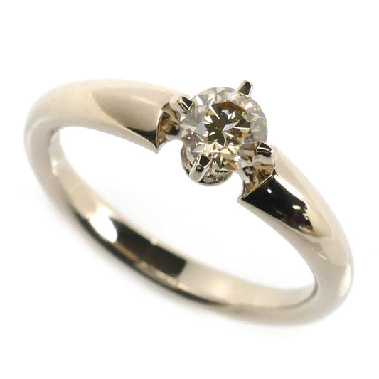 カシケイ K18ゴールド K18シャンパンゴールド ソリティア リング・指輪 ダイヤモンド0.34ct/0.01ct 10号 4.0g レディース【中古】【美品】