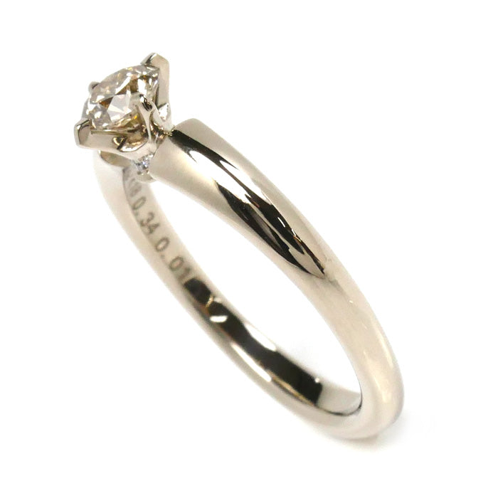 カシケイ K18ゴールド K18シャンパンゴールド ソリティア リング・指輪 ダイヤモンド0.34ct/0.01ct 10号 4.0g レディース【中古】【美品】
