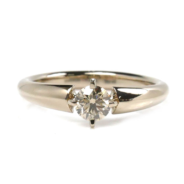 カシケイ K18ゴールド K18シャンパンゴールド ソリティア リング・指輪 ダイヤモンド0.34ct/0.01ct 10号 4.0g レディース【中古】【美品】