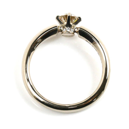 カシケイ K18ゴールド K18シャンパンゴールド ソリティア リング・指輪 ダイヤモンド0.34ct/0.01ct 10号 4.0g レディース【中古】【美品】