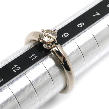 カシケイ K18ゴールド K18シャンパンゴールド ソリティア リング・指輪 ダイヤモンド0.34ct/0.01ct 10号 4.0g レディース【中古】【美品】