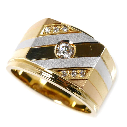 K18YG イエローゴールド リング・指輪 ダイヤモンド0.17ct 16号 10.2g メンズ【中古】