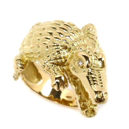K18YG イエローゴールド ワニモチーフ リング・指輪 ダイヤモンド 14号 11.0g ユニセックス【中古】