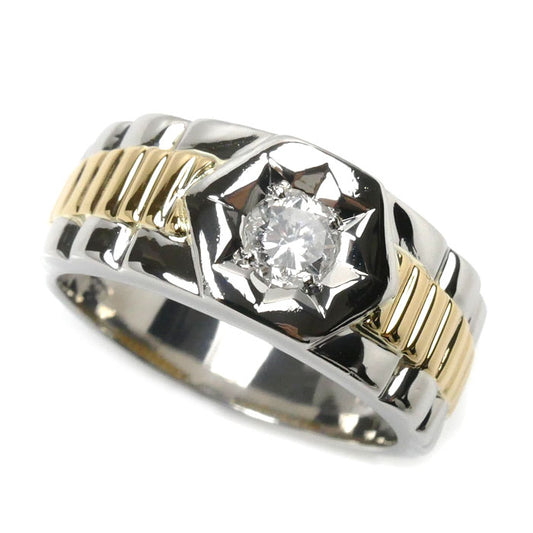 Pt900プラチナ K18YG イエローゴールド リング・指輪 ダイヤモンド0.45ct 20号 15.4g メンズ【中古】【美品】